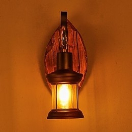 Lampă de perete cu un singur cap industrial, vintage, retro, din lemn, din metal, culoare, pentru decorarea coridorului hotelului