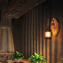 Lampă de perete cu un singur cap industrial, vintage, retro, din lemn, din metal, culoare, pentru decorarea coridorului hotelului