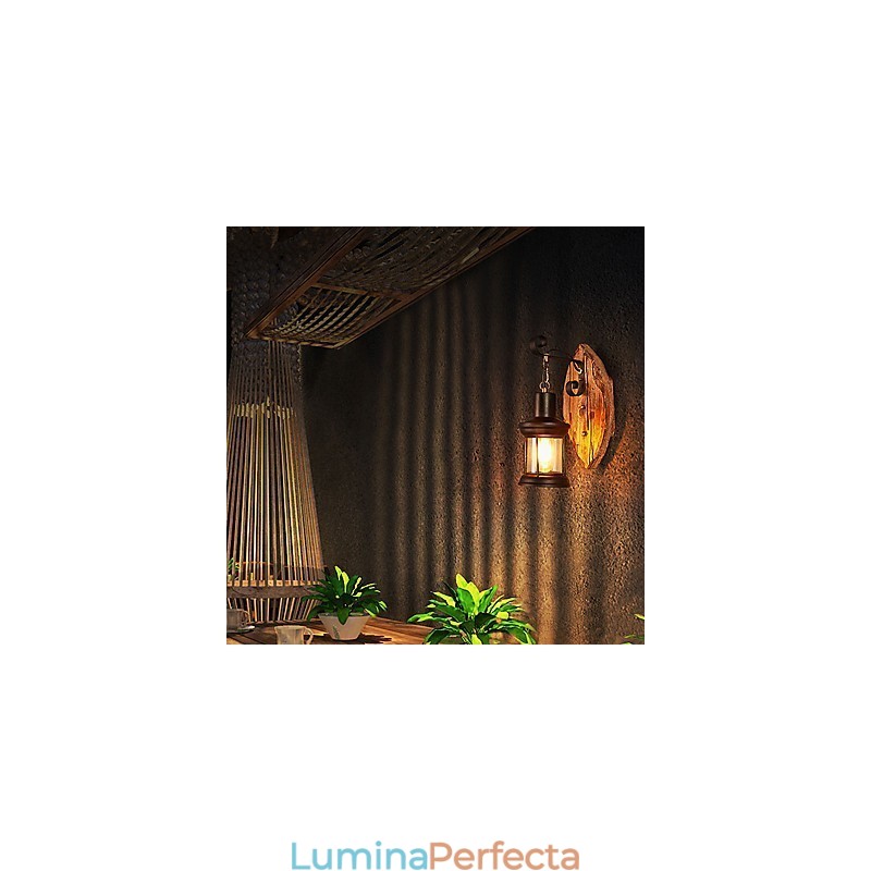 Lampă de perete cu un singur cap industrial, vintage, retro, din lemn, din metal, culoare, pentru decorarea coridorului hotelului