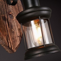 Lampă de perete cu un singur cap industrial, vintage, retro, din lemn, din metal, culoare, pentru decorarea coridorului hotelului