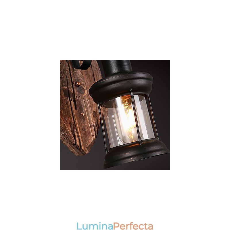 Lampă de perete cu un singur cap industrial, vintage, retro, din lemn, din metal, culoare, pentru decorarea coridorului hotelului