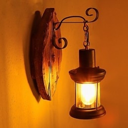 Lampă de perete cu un singur cap industrial, vintage, retro, din lemn, din metal, culoare, pentru decorarea coridorului hotelului