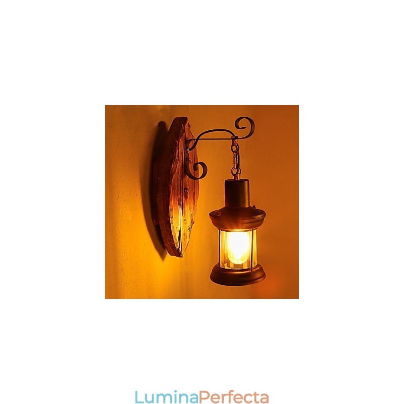 Lampă de perete cu un singur cap industrial, vintage, retro, din lemn, din metal, culoare, pentru decorarea coridorului hotelului