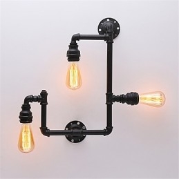 Aplice Industriale Vintage De Perete Lămpi Negre Creative Restaurant Cafe Bar Iluminat Decorativ Cu Finisaj Vopsit 3 Lumini