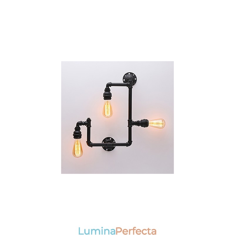 Aplice Industriale Vintage De Perete Lămpi Negre Creative Restaurant Cafe Bar Iluminat Decorativ Cu Finisaj Vopsit 3 Lumini