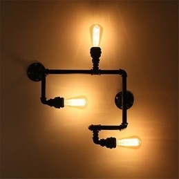 Aplice Industriale Vintage De Perete Lămpi Negre Creative Restaurant Cafe Bar Iluminat Decorativ Cu Finisaj Vopsit 3 Lumini