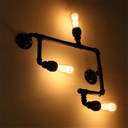 Aplice Industriale Vintage De Perete Lămpi Negre Creative Restaurant Cafe Bar Iluminat Decorativ Cu Finisaj Vopsit 3 Lumini