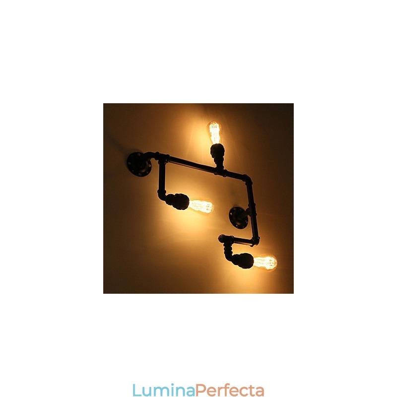 Aplice Industriale Vintage De Perete Lămpi Negre Creative Restaurant Cafe Bar Iluminat Decorativ Cu Finisaj Vopsit 3 Lumini