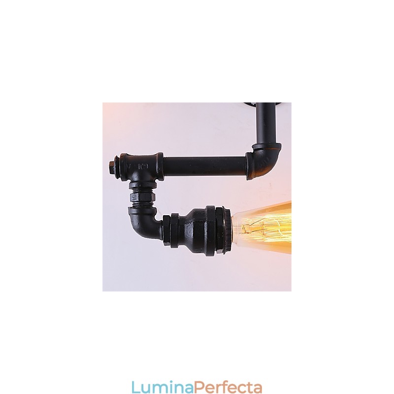 Aplice Industriale Vintage De Perete Lămpi Negre Creative Restaurant Cafe Bar Iluminat Decorativ Cu Finisaj Vopsit 3 Lumini