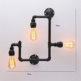 Aplice Industriale Vintage De Perete Lămpi Negre Creative Restaurant Cafe Bar Iluminat Decorativ Cu Finisaj Vopsit 3 Lumini