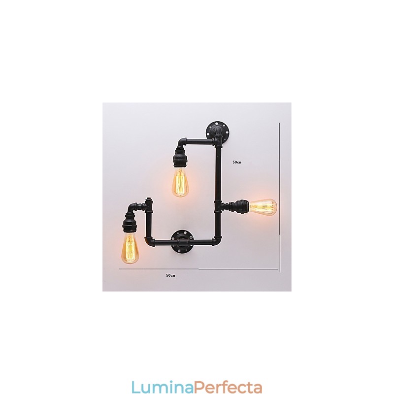Aplice Industriale Vintage De Perete Lămpi Negre Creative Restaurant Cafe Bar Iluminat Decorativ Cu Finisaj Vopsit 3 Lumini