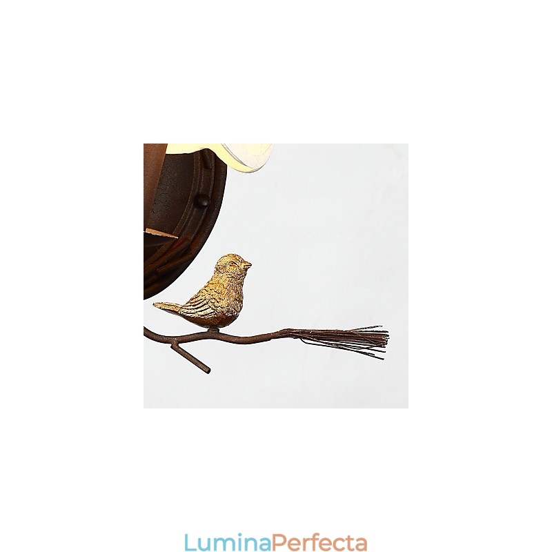 Lampă de perete din metal vintage nord-american cu pasăre din rășină și lampă de perete cu con de pin potrivită pentru lumina de perete din sufragerie