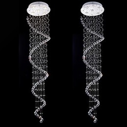 Lampă cu pandantiv din cristal Iluminare candelabru 5 lumini Canpoy argintiu Clear K9 Crystal Helix Plafoniere