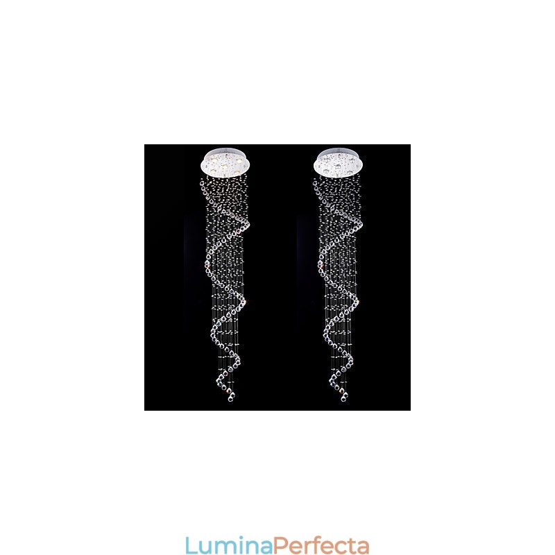 Lampă cu pandantiv din cristal Iluminare candelabru 5 lumini Canpoy argintiu Clear K9 Crystal Helix Plafoniere