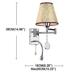 Lampă de Perete pentru Dormitor Lampă de lectură Lampă din stofă Modern Contemporan Country Crom Caracteristică pentru braț pivotant de cristal
