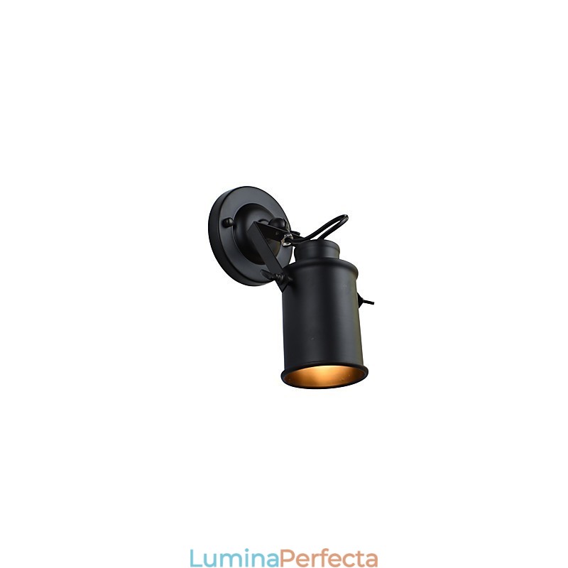Aplică de perete din oțel vopsit Dumb Black American Coffee Decoration Lumină de perete retro Lampă cu sabie pe perete