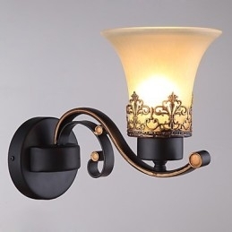 Un singur cap Amercian Countryside Vintage Metal cu sticlă Lampă de perete pentru cantină Camera de zi Intrare Foyer Decorează Lampă de perete