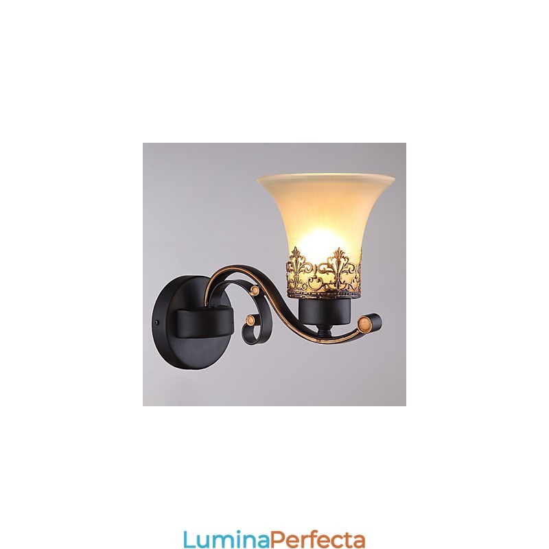 Un singur cap Amercian Countryside Vintage Metal cu sticlă Lampă de perete pentru cantină Camera de zi Intrare Foyer Decorează Lampă de perete