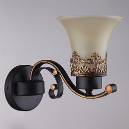Un singur cap Amercian Countryside Vintage Metal cu sticlă Lampă de perete pentru cantină Camera de zi Intrare Foyer Decorează Lampă de perete