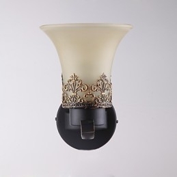 Un singur cap Amercian Countryside Vintage Metal cu sticlă Lampă de perete pentru cantină Camera de zi Intrare Foyer Decorează Lampă de perete