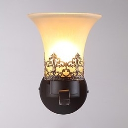 Un singur cap Amercian Countryside Vintage Metal cu sticlă Lampă de perete pentru cantină Camera de zi Intrare Foyer Decorează Lampă de perete