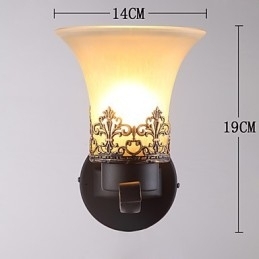 Un singur cap Amercian Countryside Vintage Metal cu sticlă Lampă de perete pentru cantină Camera de zi Intrare Foyer Decorează Lampă de perete
