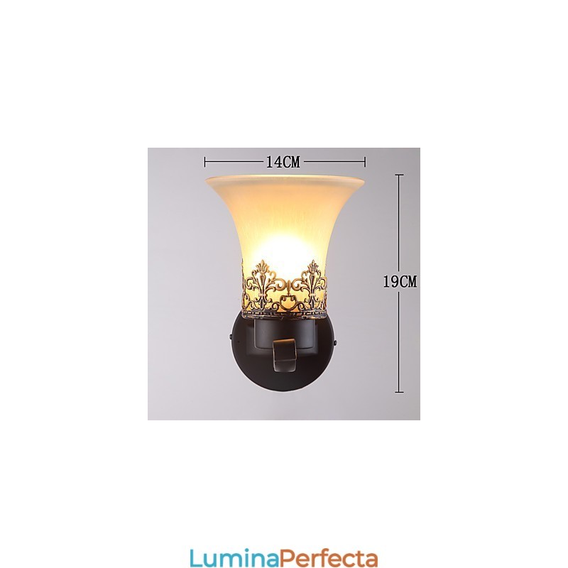 Un singur cap Amercian Countryside Vintage Metal cu sticlă Lampă de perete pentru cantină Camera de zi Intrare Foyer Decorează Lampă de perete