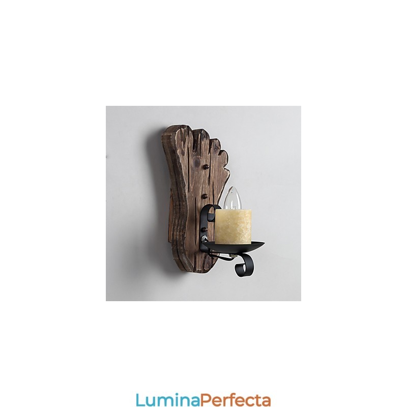 Lampă de perete cu un singur cap industrial, vintage, retro, din lemn, din metal, culoare, pentru decorarea coridorului hotelului