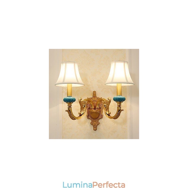 Caracteristică din alamă clasică, tradițională, de țară simplă, pentru aplice de perete cu iluminare în stil mini