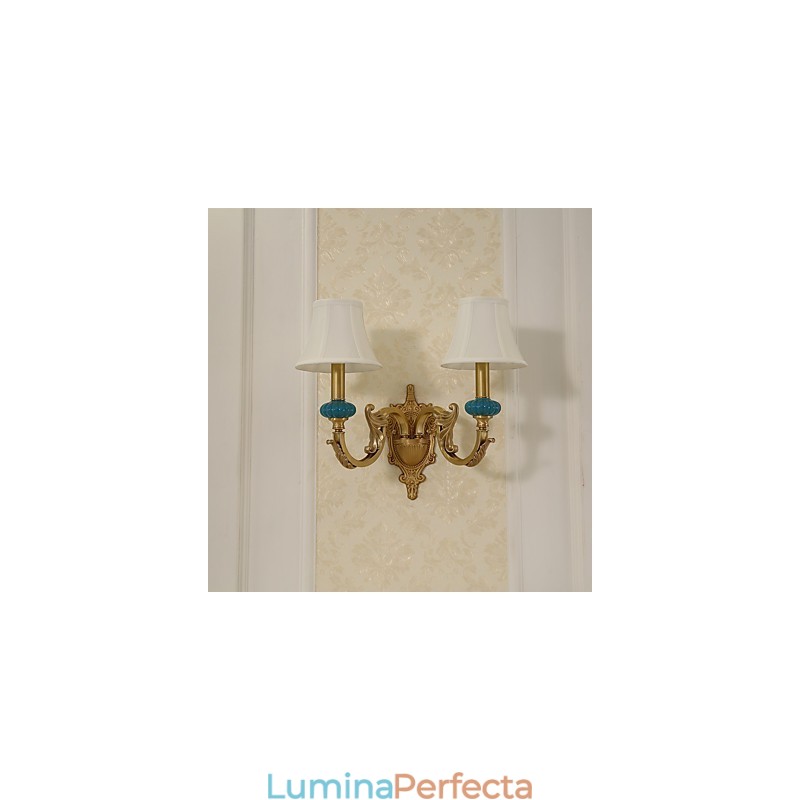 Caracteristică din alamă clasică, tradițională, de țară simplă, pentru aplice de perete cu iluminare în stil mini
