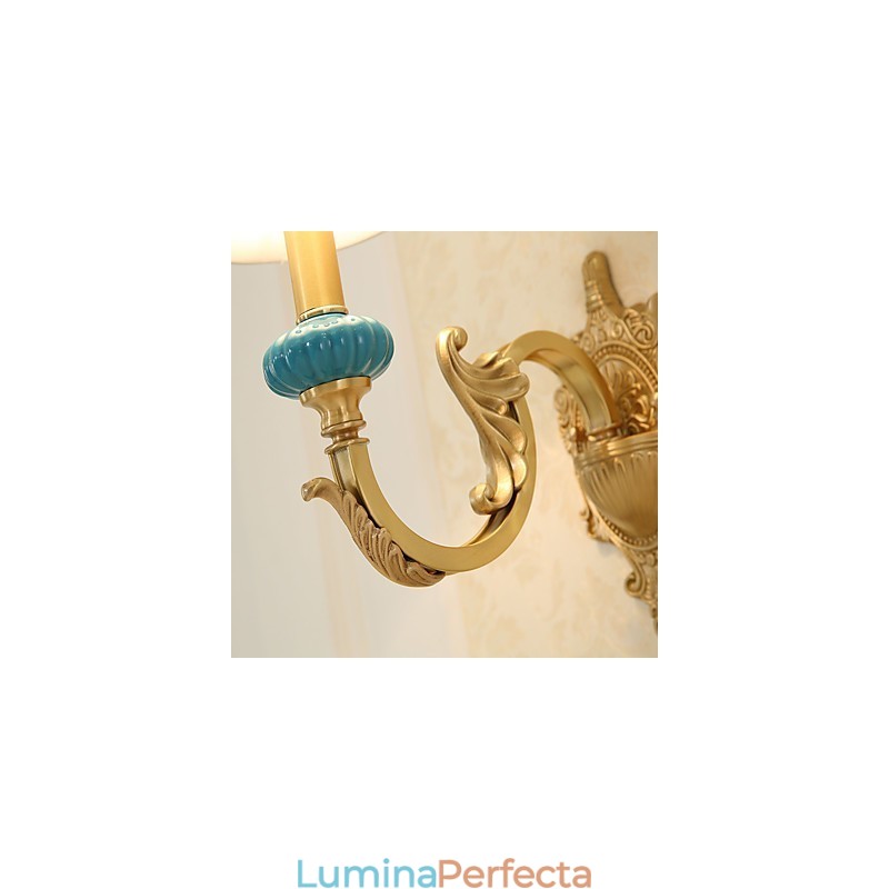 Caracteristică din alamă clasică, tradițională, de țară simplă, pentru aplice de perete cu iluminare în stil mini