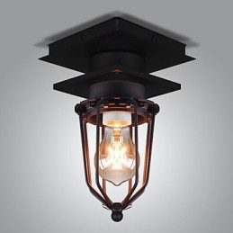Lampă de perete retro forjată cu un singur cap Lampă antică cu amintiri Loft din fier american Lampă de tavan cu cuști mici de epocă