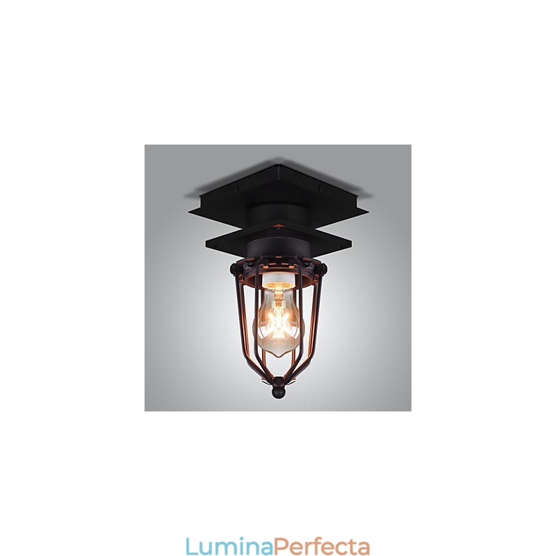 Lampă de perete retro forjată cu un singur cap Lampă antică cu amintiri Loft din fier american Lampă de tavan cu cuști mici de epocă