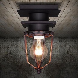 Lampă de perete retro forjată cu un singur cap Lampă antică cu amintiri Loft din fier american Lampă de tavan cu cuști mici de epocă