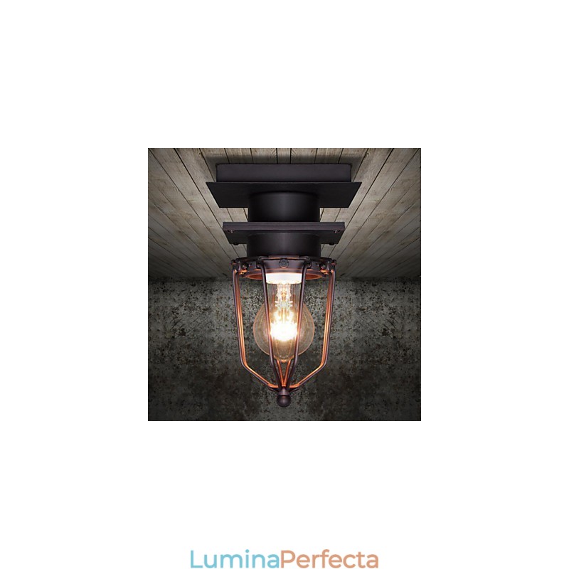 Lampă de perete retro forjată cu un singur cap Lampă antică cu amintiri Loft din fier american Lampă de tavan cu cuști mici de epocă