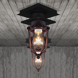 Lampă de perete retro forjată cu un singur cap Lampă antică cu amintiri Loft din fier american Lampă de tavan cu cuști mici de epocă
