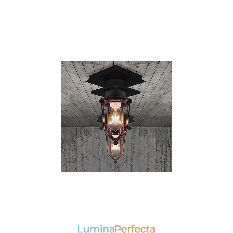 Lampă de perete retro forjată cu un singur cap Lampă antică cu amintiri Loft din fier american Lampă de tavan cu cuști mici de epocă