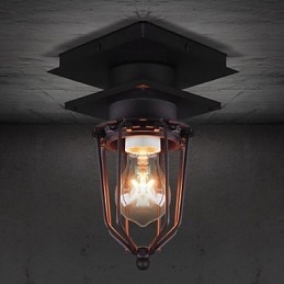 Lampă de perete retro forjată cu un singur cap Lampă antică cu amintiri Loft din fier american Lampă de tavan cu cuști mici de epocă
