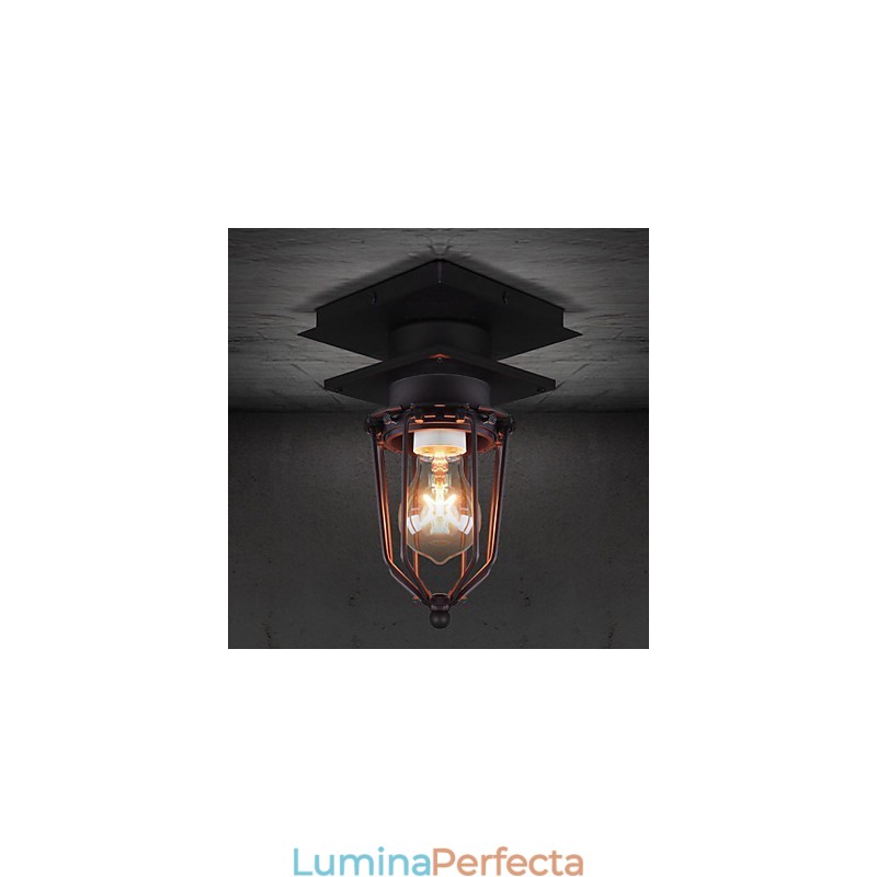 Lampă de perete retro forjată cu un singur cap Lampă antică cu amintiri Loft din fier american Lampă de tavan cu cuști mici de epocă