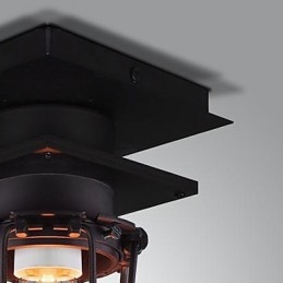 Lampă de perete retro forjată cu un singur cap Lampă antică cu amintiri Loft din fier american Lampă de tavan cu cuști mici de epocă
