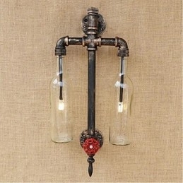 Fier De Călcat Bar Restaurant Tematic American Cu Comutator Conducta Apa Sticla Vin Lampa De Perete Transparent