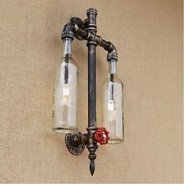 Fier De Călcat Bar Restaurant Tematic American Cu Comutator Conducta Apa Sticla Vin Lampa De Perete Transparent