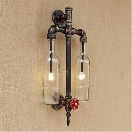Fier De Călcat Bar Restaurant Tematic American Cu Comutator Conducta Apa Sticla Vin Lampa De Perete Transparent