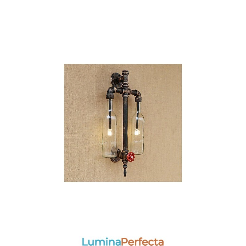 Fier De Călcat Bar Restaurant Tematic American Cu Comutator Conducta Apa Sticla Vin Lampa De Perete Transparent
