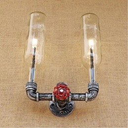 Comutator de vânt industrial retro, sticlă de apă, lampă de perete