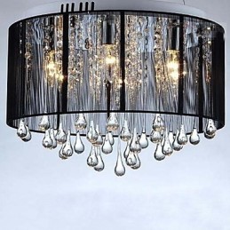 Candelabru de cristal cu plafon negru de lux