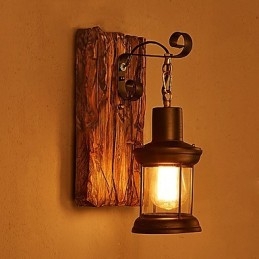 Lampă de perete cu un singur cap industrial, vintage, retro, din lemn, din metal, culoare, pentru decorarea coridorului hotelului