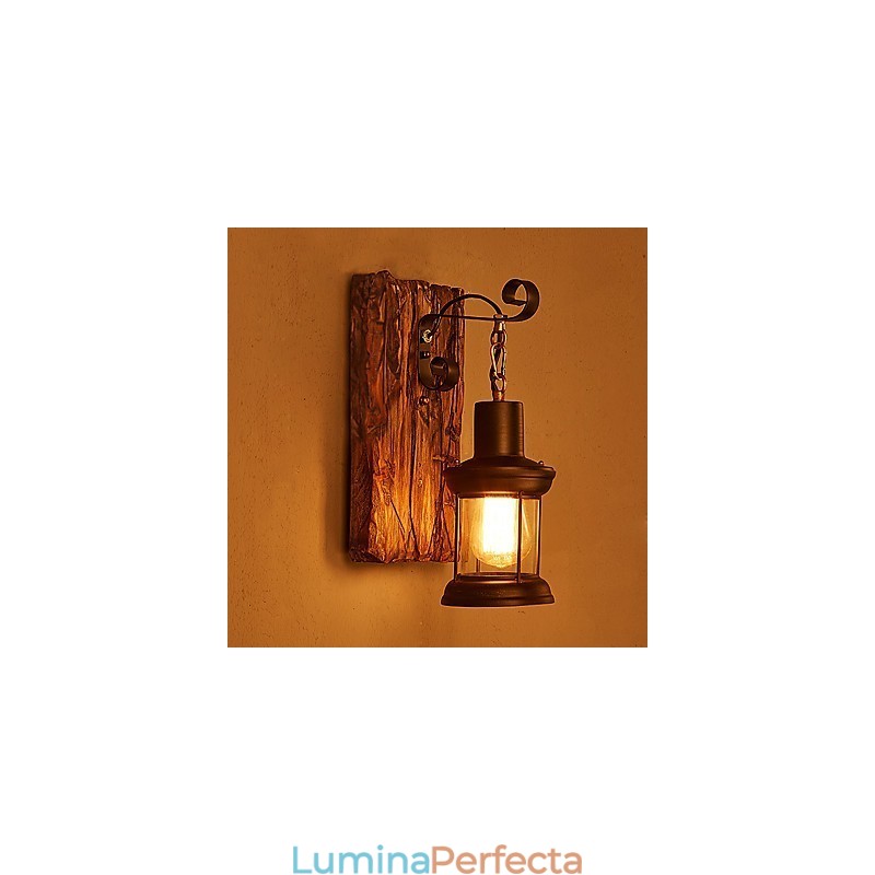 Lampă de perete cu un singur cap industrial, vintage, retro, din lemn, din metal, culoare, pentru decorarea coridorului hotelului
