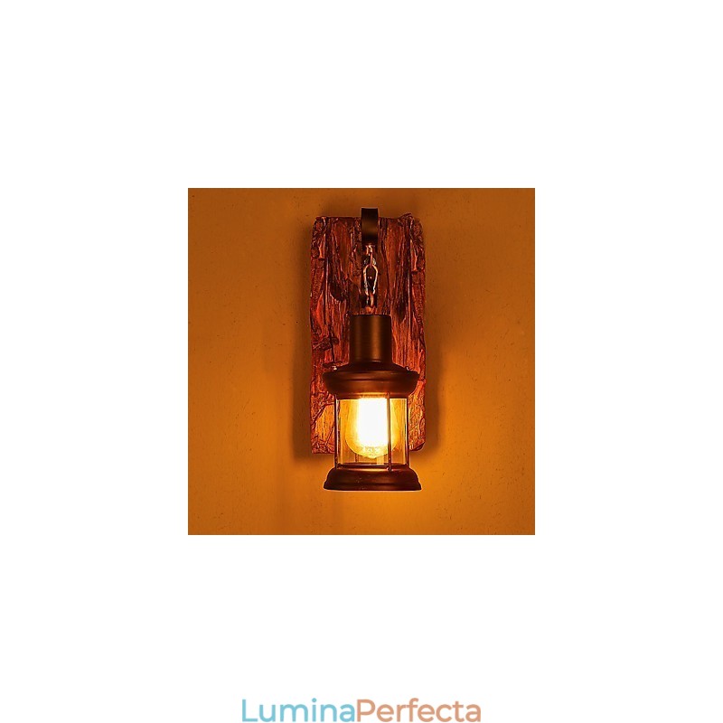Lampă de perete cu un singur cap industrial, vintage, retro, din lemn, din metal, culoare, pentru decorarea coridorului hotelului