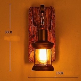 Lampă de perete cu un singur cap industrial, vintage, retro, din lemn, din metal, culoare, pentru decorarea coridorului hotelului